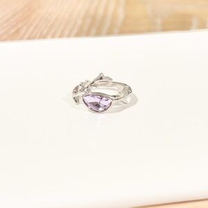 Purple Stone Branch Ring Size 8 Silver Boho Nature Inspired Statement Ring